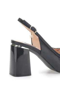 Sandali Neri Eleganti con Tacco Largo e Dettaglio Gioiello 51161-MARIELLA BURANI Outlet