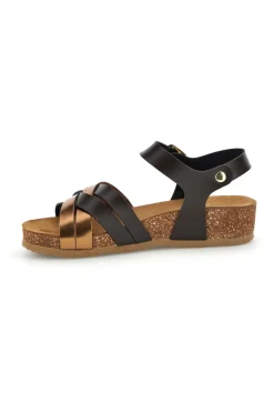Sandali neri e rame con sottopiede in pelle 293A850SR-PITTARELLO ECO Outlet