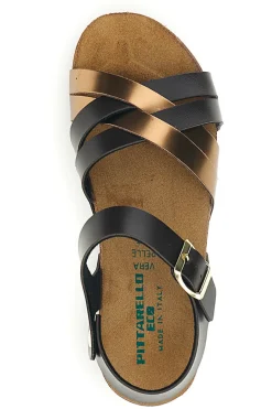 Sandali neri e rame con sottopiede in pelle 293A850SR-PITTARELLO ECO Outlet