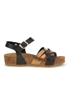 Sandali neri e rame con sottopiede in pelle 293A850SR-PITTARELLO ECO Outlet
