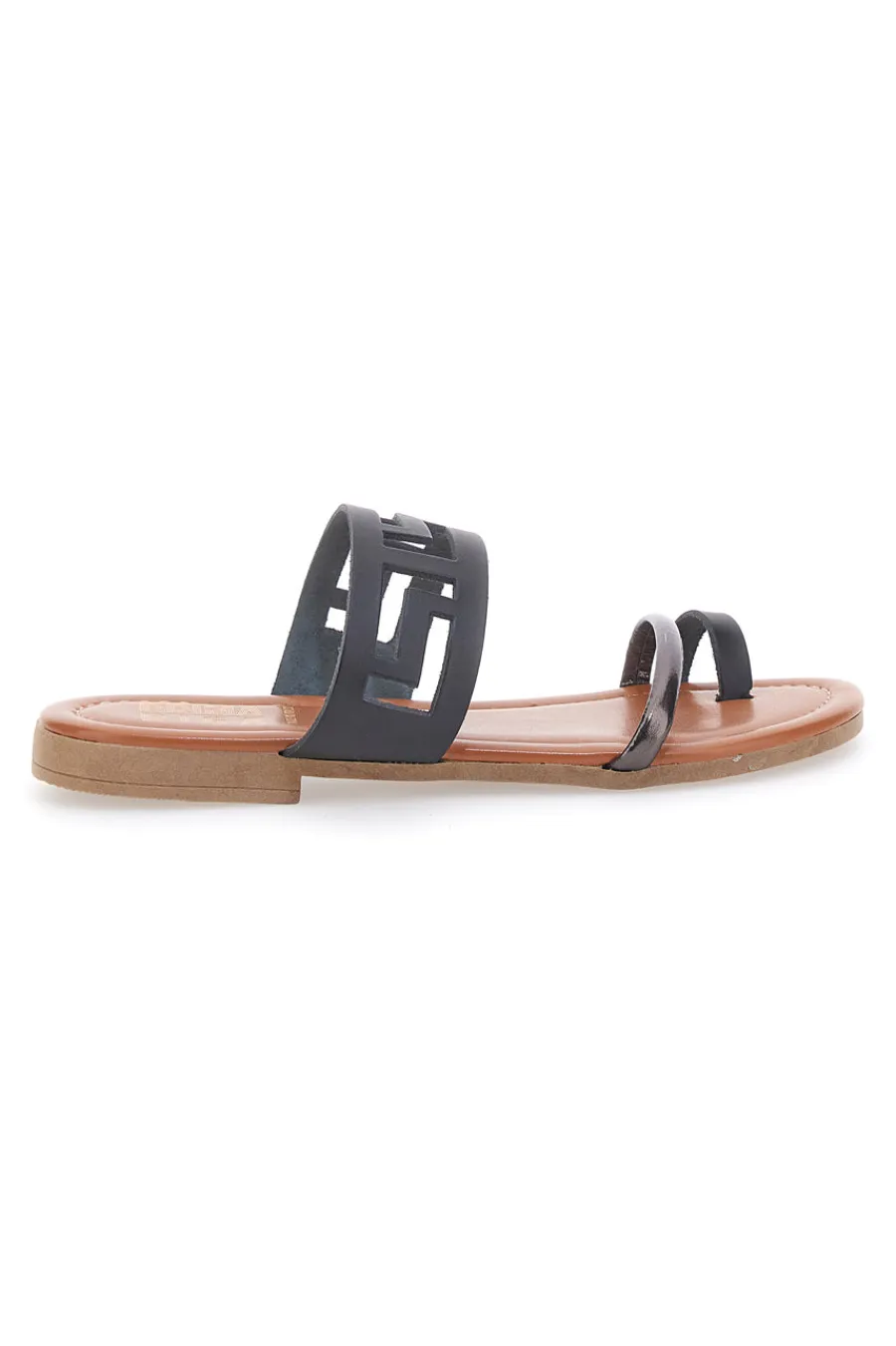 Sandali Neri Flat con Dettagli Geometrici Traforati 24F-PRIMA RIGA Outlet