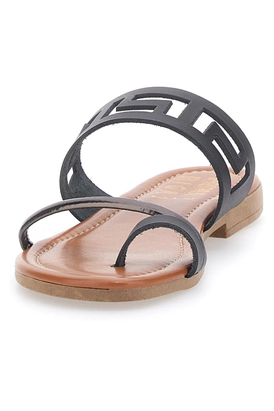 Sandali Neri Flat con Dettagli Geometrici Traforati 24F-PRIMA RIGA Outlet
