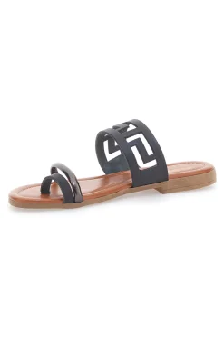 Sandali Neri Flat con Dettagli Geometrici Traforati 24F-PRIMA RIGA Outlet
