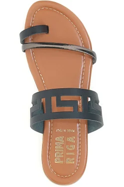 Sandali Neri Flat con Dettagli Geometrici Traforati 24F-PRIMA RIGA Outlet