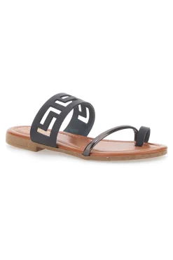 Sandali Neri Flat con Dettagli Geometrici Traforati 24F-PRIMA RIGA Outlet
