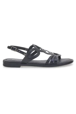Sandali Neri Flat In Vera Pelle A6440101-PITTARELLO SUN Clearance