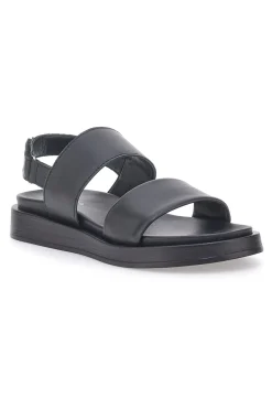 Sandali neri in pelle con doppia fascia e chiusura in velcro 28066IN-PITTARELLO FOCUS Clearance
