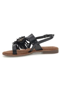 Sandali neri in vera pelle con frange IF10277-PITTARELLO LOOK