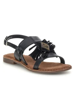 Sandali neri in vera pelle con frange IF10277-PITTARELLO LOOK