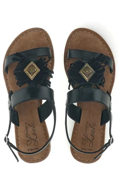 Sandali neri in vera pelle con frange IF10277-PITTARELLO LOOK