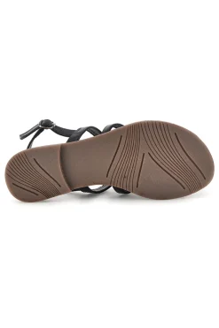 Sandali neri in vera pelle con frange e decoro frontale IF8162-PITTARELLO LOOK