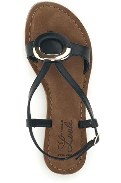 Sandali neri in vera pelle con decoro circolare frontale IF6532-PITTARELLO LOOK Outlet