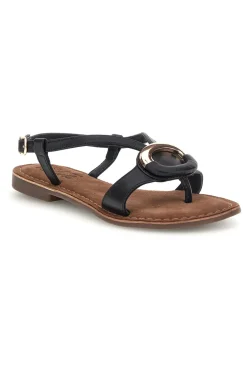 Sandali neri in vera pelle con decoro circolare frontale IF6532-PITTARELLO LOOK Outlet