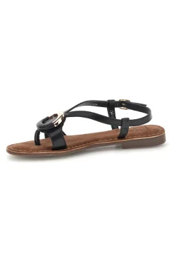 Sandali neri in vera pelle con decoro circolare frontale IF6532-PITTARELLO LOOK Outlet