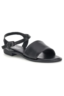 Sandali neri in vera pelle con fascia e cinturino 222210-PITTARELLO FOCUS