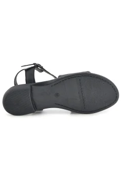 Sandali neri in vera pelle con fascia e cinturino 222210-PITTARELLO FOCUS