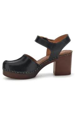 Sandali neri in vera pelle con tacco 1145971-PITTARELLO Online