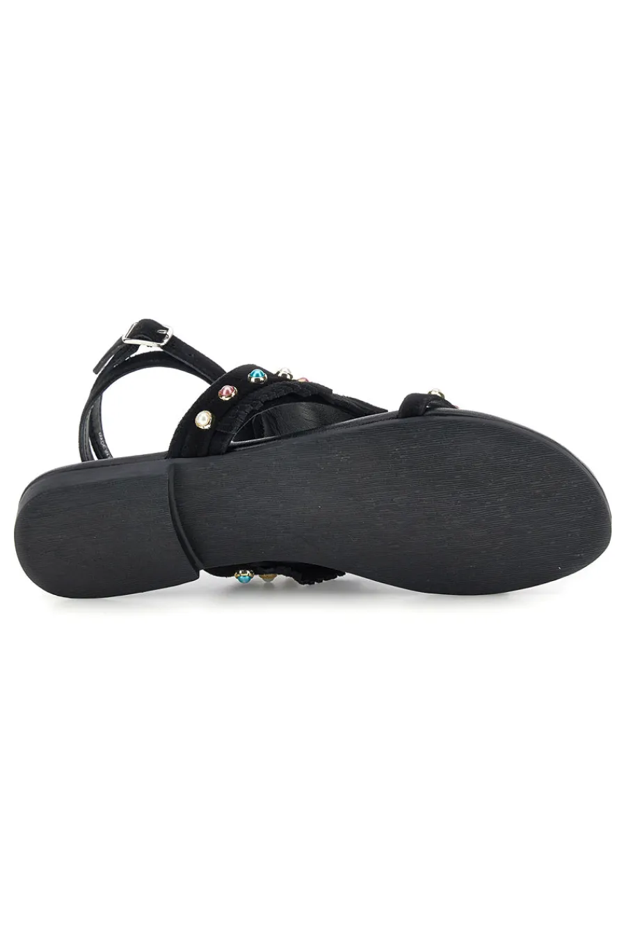 Sandali neri in vera pelle infradito con frange e borchie IF6856-PITTARELLO LOOK Hot