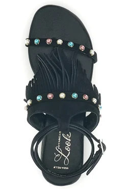 Sandali neri in vera pelle infradito con frange e borchie IF6856-PITTARELLO LOOK Hot
