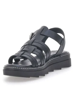 Sandali Neri in Vera Pelle Made in Italy 15432-PITTARELLO ROCK Discount