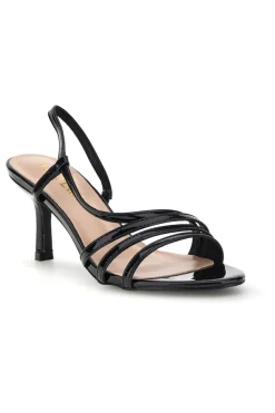 Sandali neri in vernice tacco medio cinturino P709-FIRST LADY Best