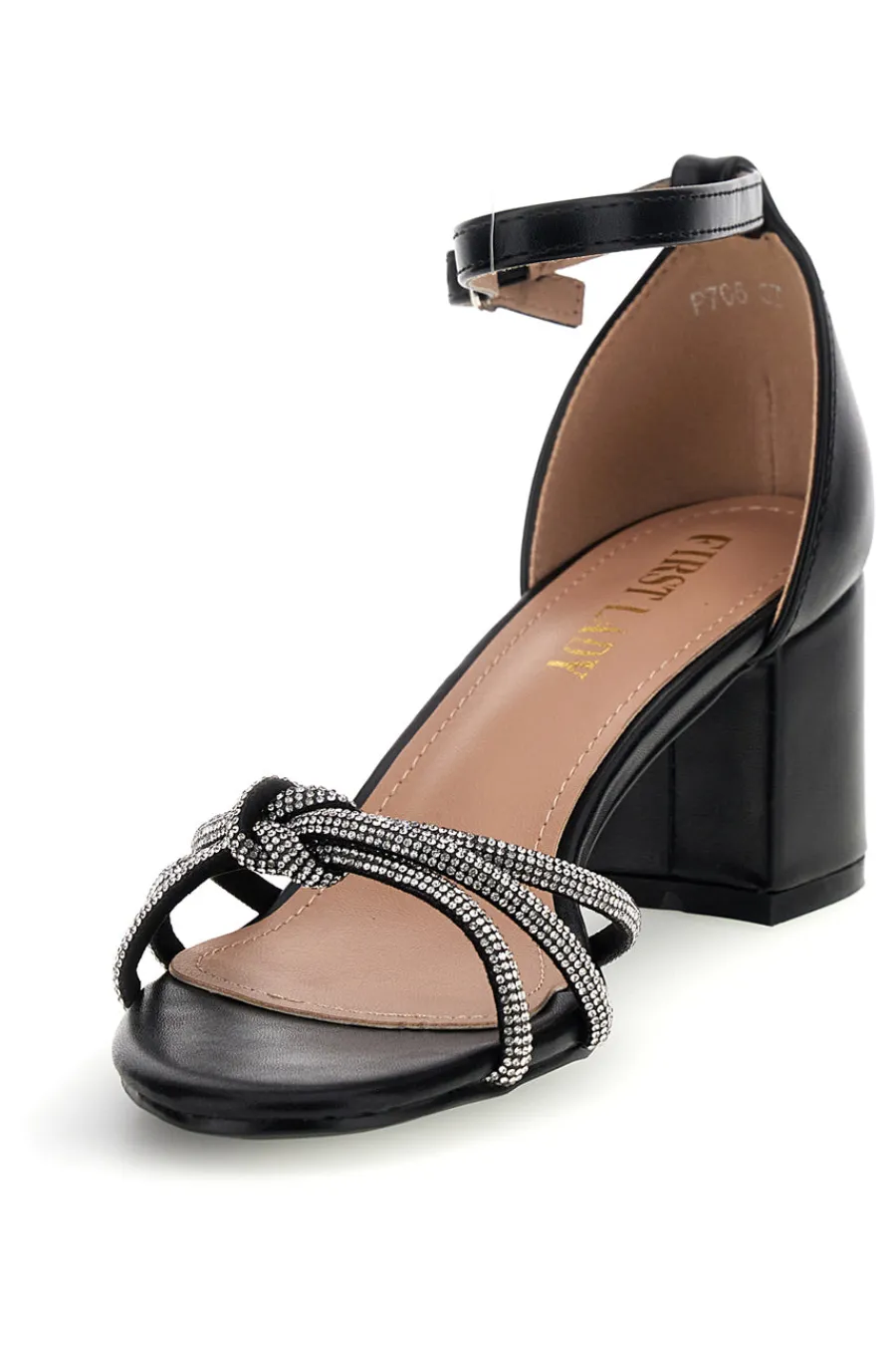 Sandali con cinturini brillanti e tacco largo P706-FIRST LADY Clearance