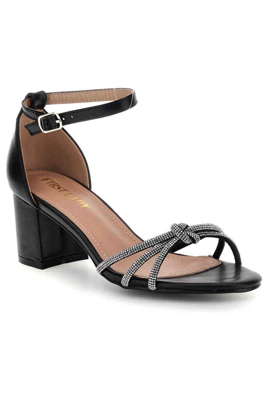 Sandali con cinturini brillanti e tacco largo P706-FIRST LADY Clearance