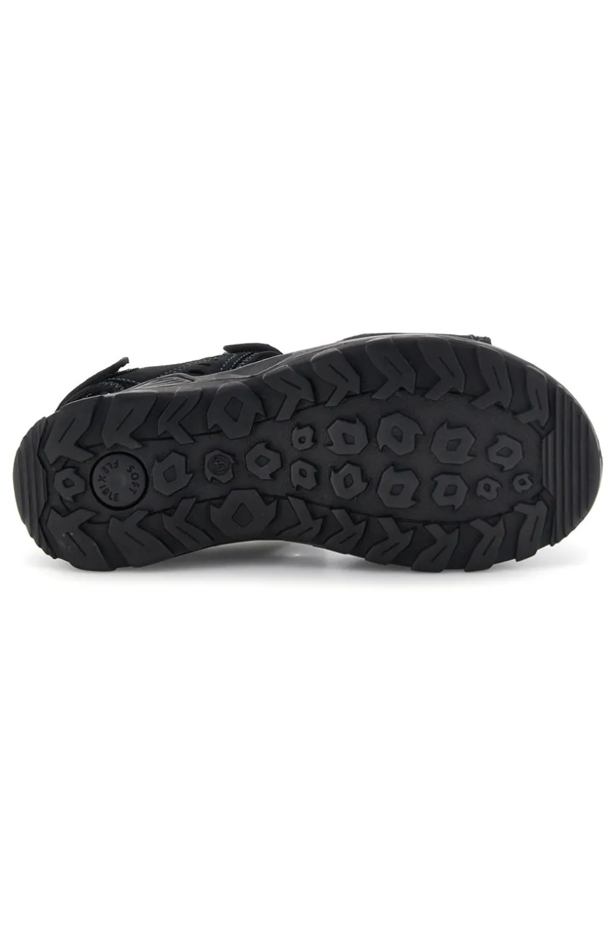 Sandali nero in vera pelle con chiusure a strappo Fly dynamic FD10