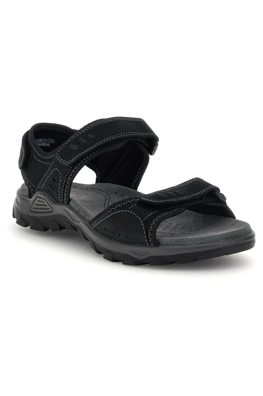 Sandali nero in vera pelle con chiusure a strappo Fly dynamic FD10