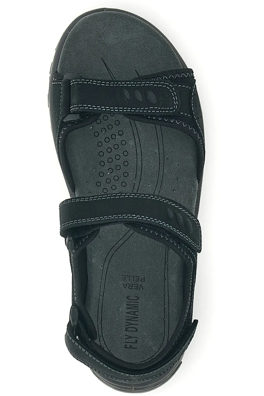 Sandali nero in vera pelle con chiusure a strappo Fly dynamic FD10