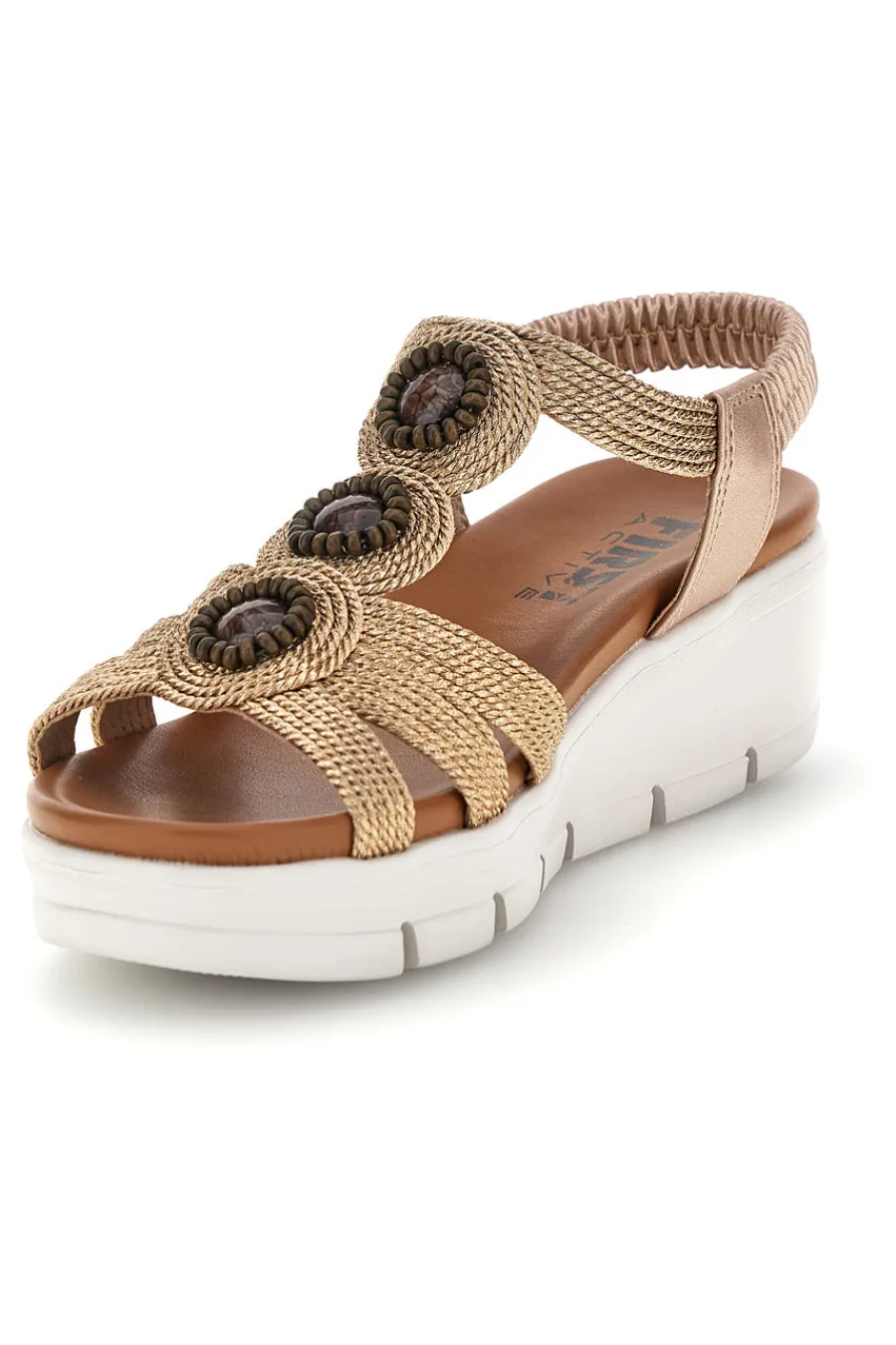 Sandali oro con applicazioni decorative e zeppa The 24001B-FIRST ACTIVE New