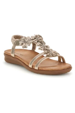 Sandali oro con applicazioni floreali Quanna mel k358673-QUANNA MELL