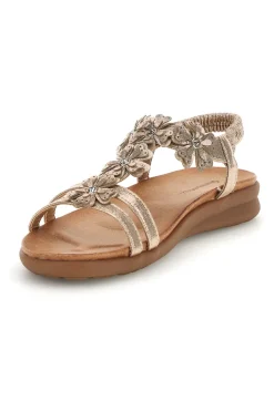 Sandali oro con applicazioni floreali Quanna mel k358673-QUANNA MELL