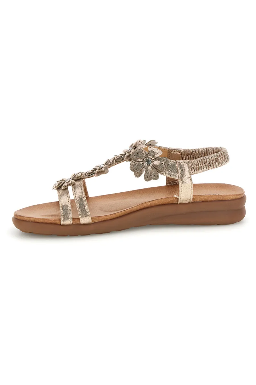 Sandali oro con applicazioni floreali Quanna mel k358673-QUANNA MELL