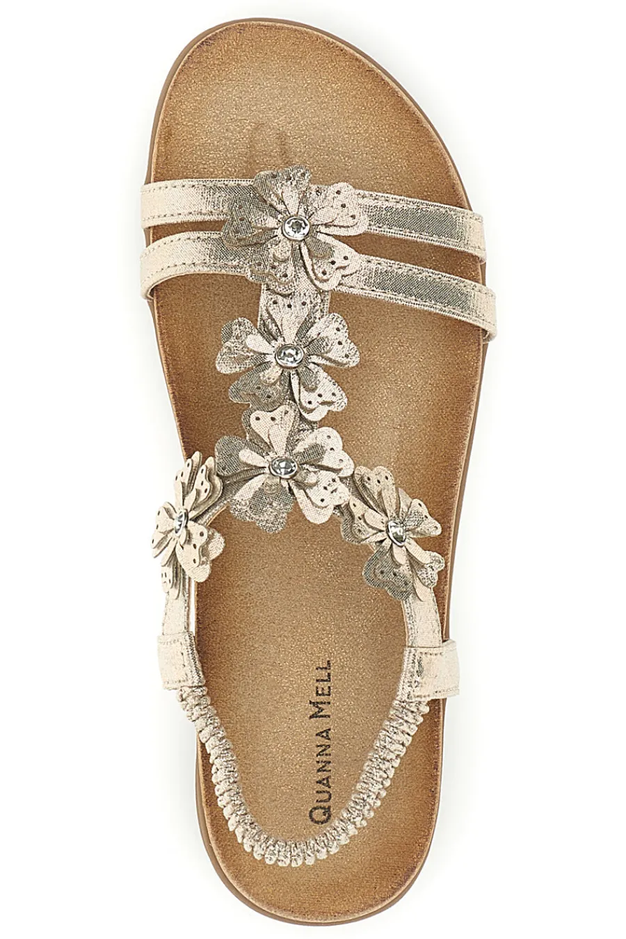 Sandali oro con applicazioni floreali Quanna mel k358673-QUANNA MELL