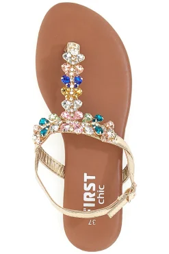 Sandali Oro con Strass PRE3008-THE FIRST CHIC Online