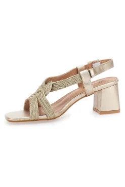 Sandali Oro Con Tacco a Blocco E1501-ENERGY Hot