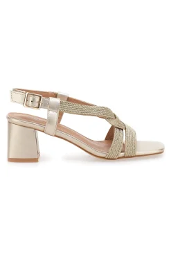 Sandali Oro Con Tacco a Blocco E1501-ENERGY Hot