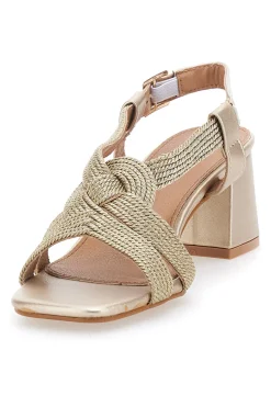 Sandali Oro Con Tacco a Blocco E1501-ENERGY Hot