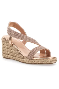 Sandali Oro con Zeppa con Glitter 602-MON DIEU Discount