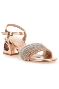 Sandali oro rosa con fascia glitter e tacco geometrico 1651-MON DIEU Hot