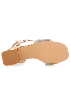 Sandali oro rosa con fascia glitter e tacco geometrico 1651-MON DIEU Hot