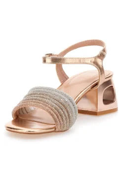 Sandali oro rosa con fascia glitter e tacco geometrico 1651-MON DIEU Hot