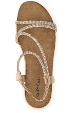 Sandali oro rosa con strass e cinturino elasticizzato Cafe' cost 80965-CAFÈ COST Online