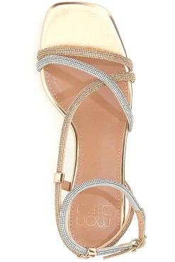 Sandali oro rosa con strass e cinturino alla caviglia 1613-MON DIEU Hot