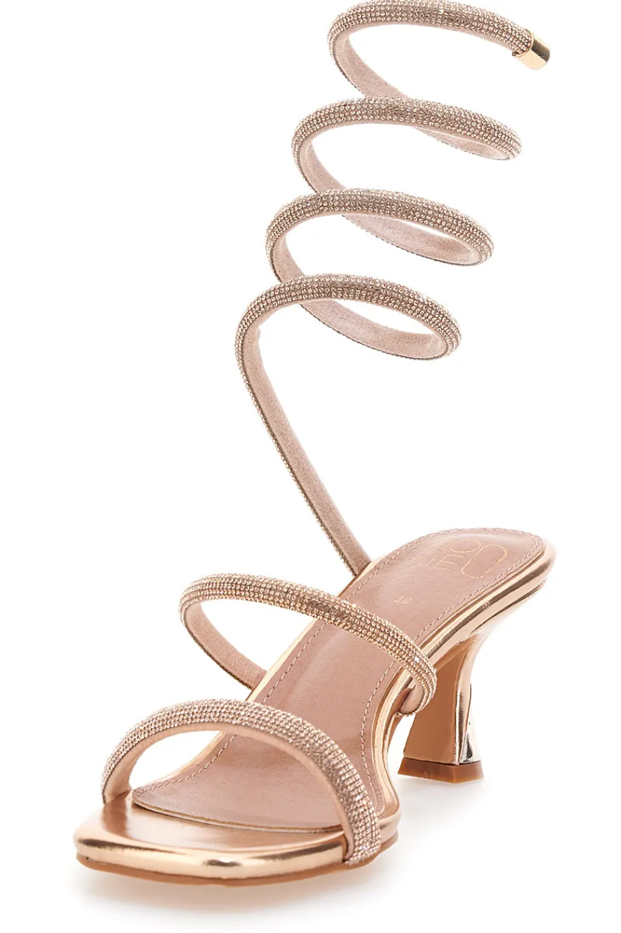 Sandali oro rosa con strass e laccio a spirale 1614-MON DIEU Sale