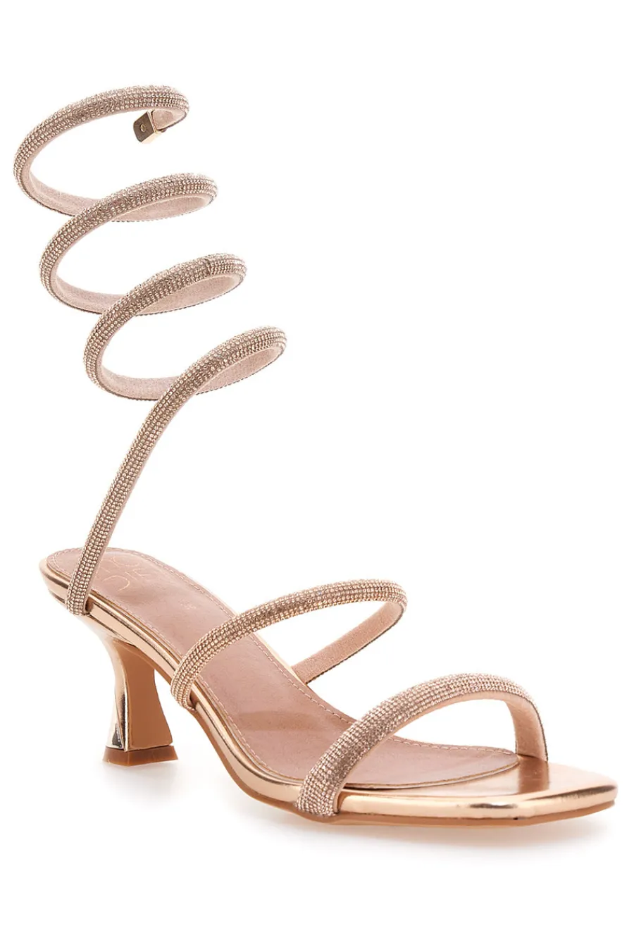 Sandali oro rosa con strass e laccio a spirale 1614-MON DIEU Sale