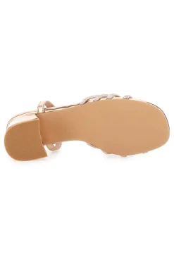 Sandali oro rosa con tacco e listini intrecciati 643-MON DIEU Sale