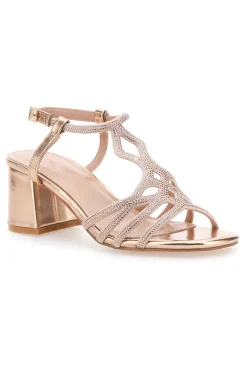Sandali oro rosa con tacco e listini intrecciati 643-MON DIEU Sale