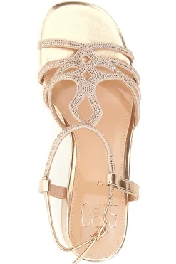 Sandali oro rosa con tacco e listini intrecciati 643-MON DIEU Sale
